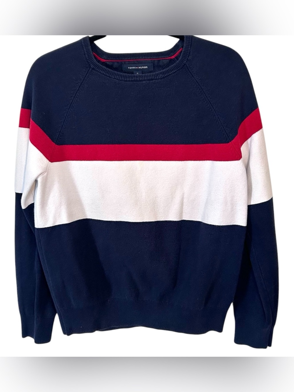 Men’s Tommy Hilfiger Crew Neck Mid-weight Cotton Color Block Americana Sweater